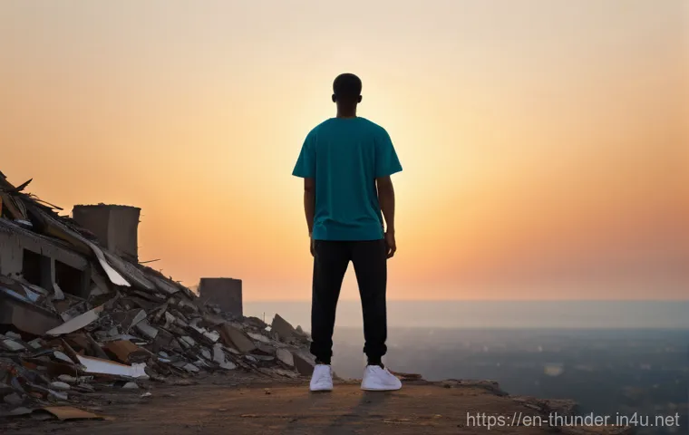 번개맨의 교훈적인 메시지 - **Prompt Title: Rising from the Rubble of Doubt**
    **Description:** A young adult, approximately ...
