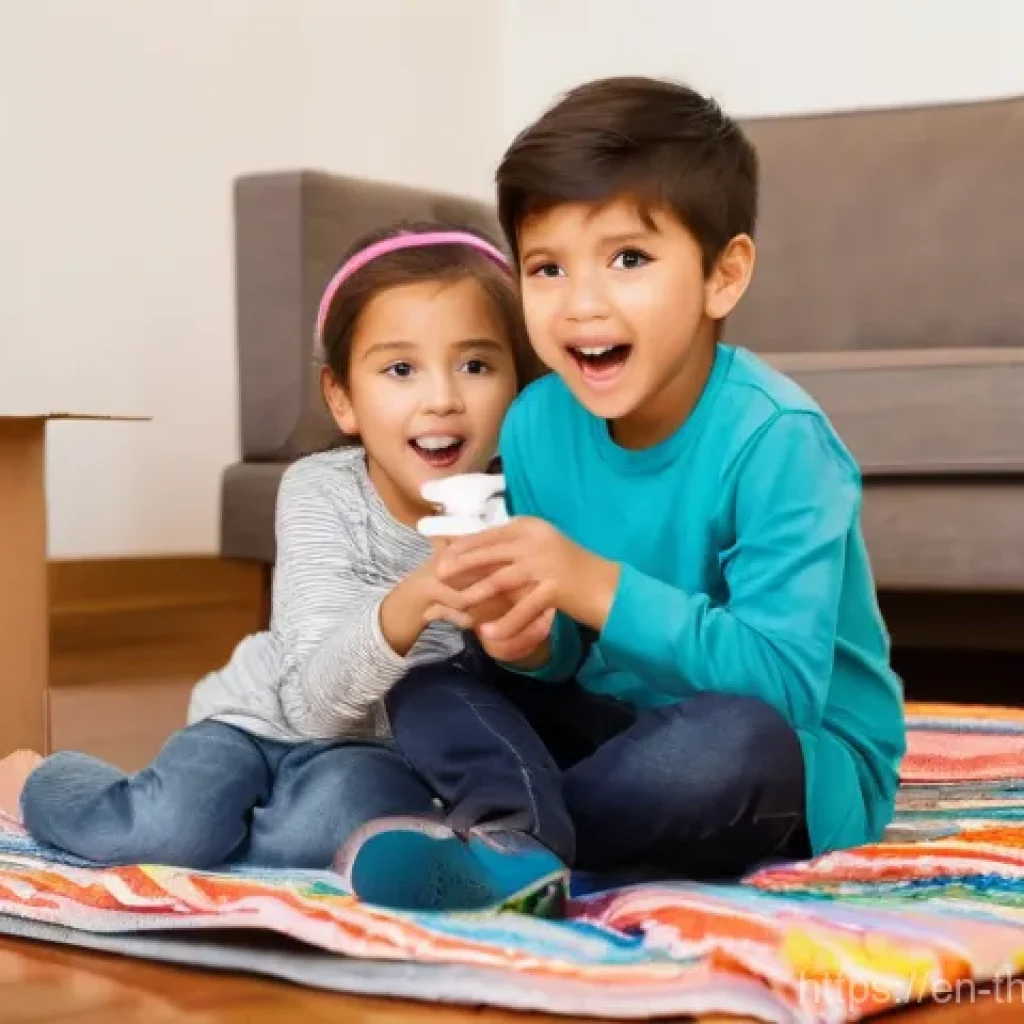 번개맨 역할극 - **"Imagination Fort Adventure"**: A vibrant, medium-shot photograph of two children, approximately 6...