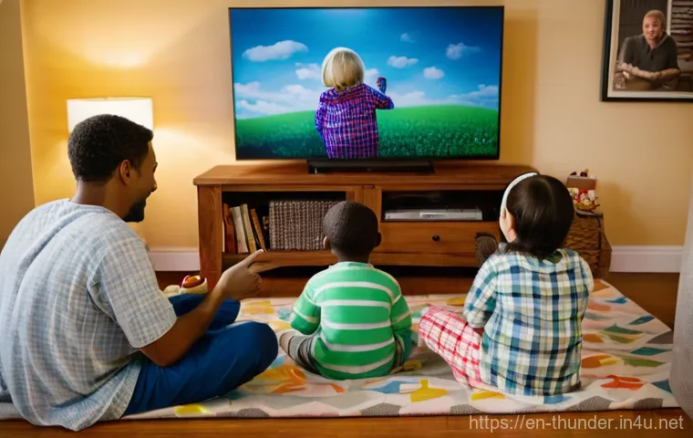 번개맨 DVD 판매점 - Image Prompt 1: The Cozy Family Movie Night**