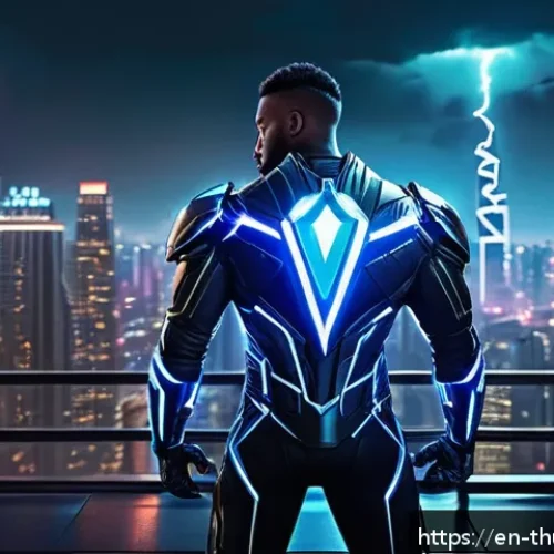 Home 28 번개맨의 리메이크 가능성 - A futuristic metropolis at night with towering neon-lit skyscrapers and holographic billboards, feat...